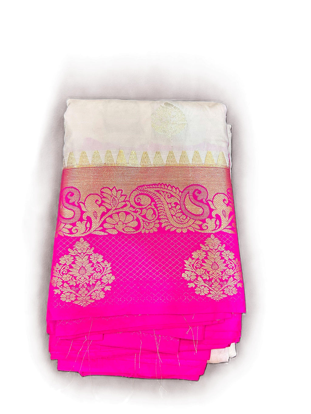 White Banarasi Semi Silk
