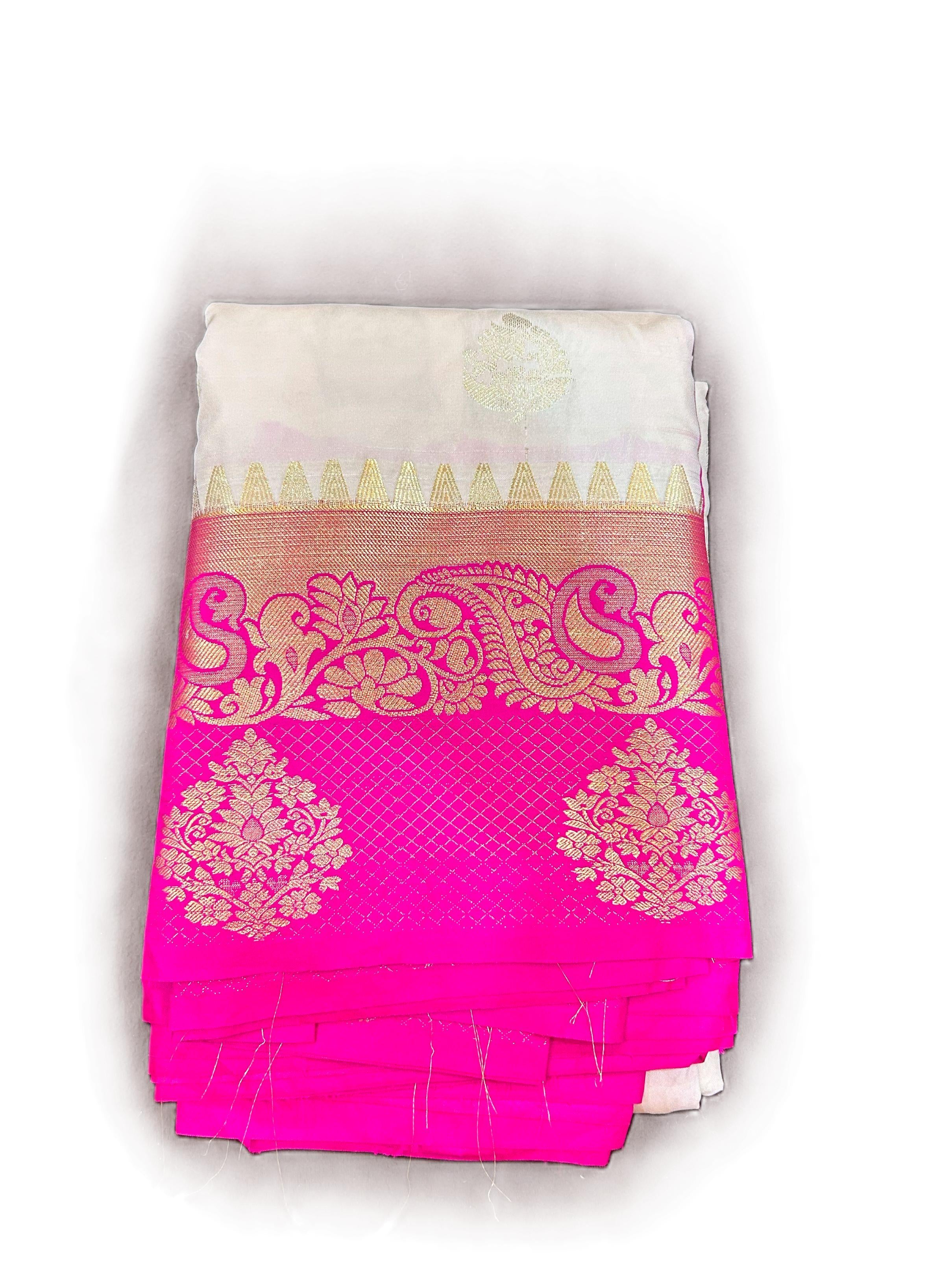 White Banarasi Semi Silk